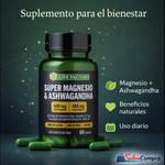 🌴SUPER  MAGNESIO & ASHWAGANDHA + 60 CAPS ORIGINAL $29.99+ envio gratis